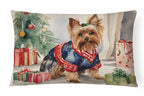 Yorkie Christmas Throw Pillow