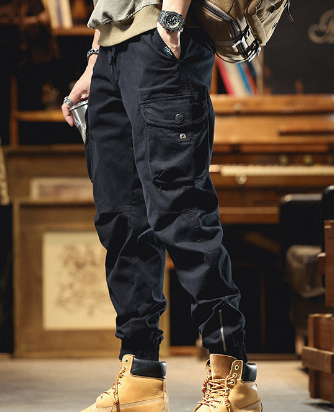 Men's Cargo Pants - Winter Cotton Fleece Joggers (One Piece)