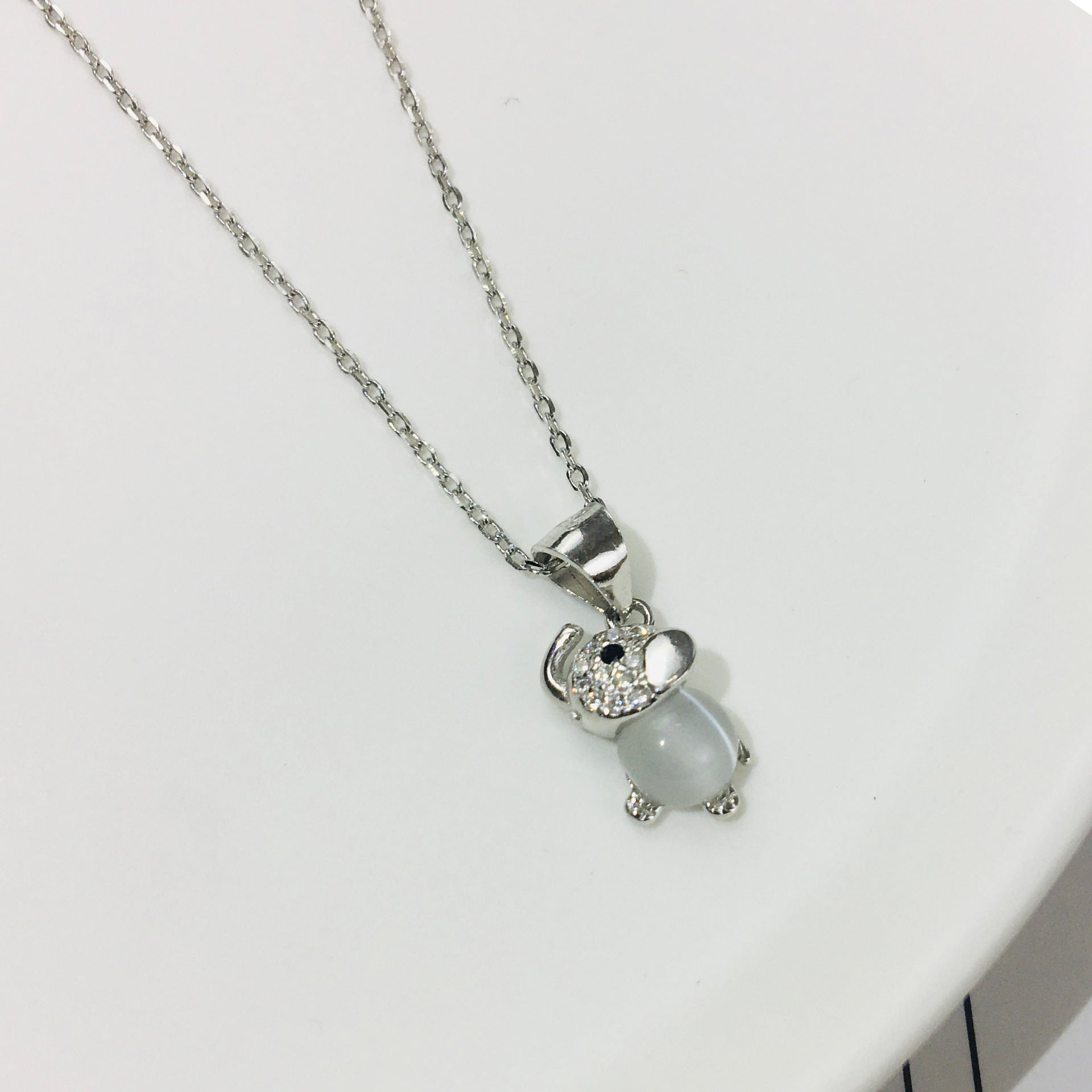 Opal Elephant Pendant Necklace