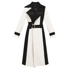 Women's Long Woolen Coat with Lace-Up Design
