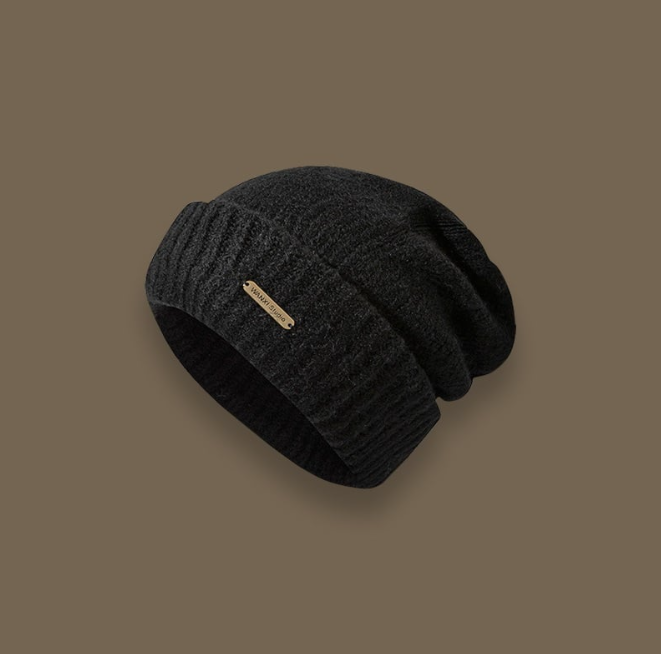 Wool Blend Solid Color Knitted Hat for All Seasons | Embroidered Cap