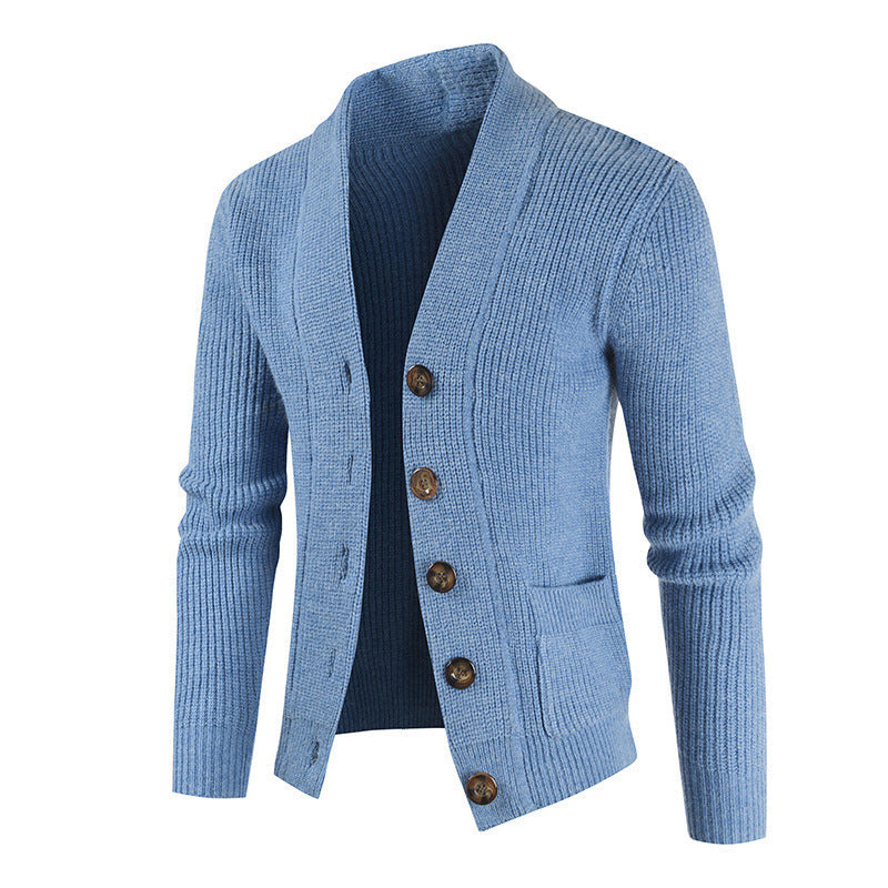 Men's Casual Thick Long Sleeve Sweater Cardigan
