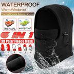 Windproof Unisex Ski Hat with Mask - Fleece Winter Wear | Embroidered Cap
