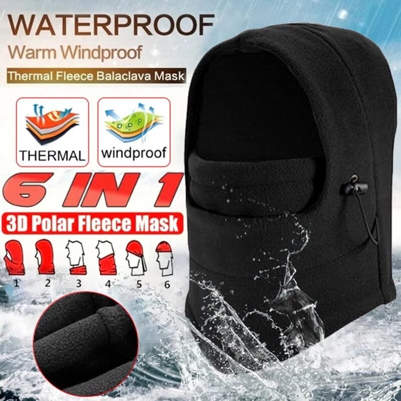 Windproof Unisex Ski Hat with Mask - Fleece Winter Wear | Embroidered Cap