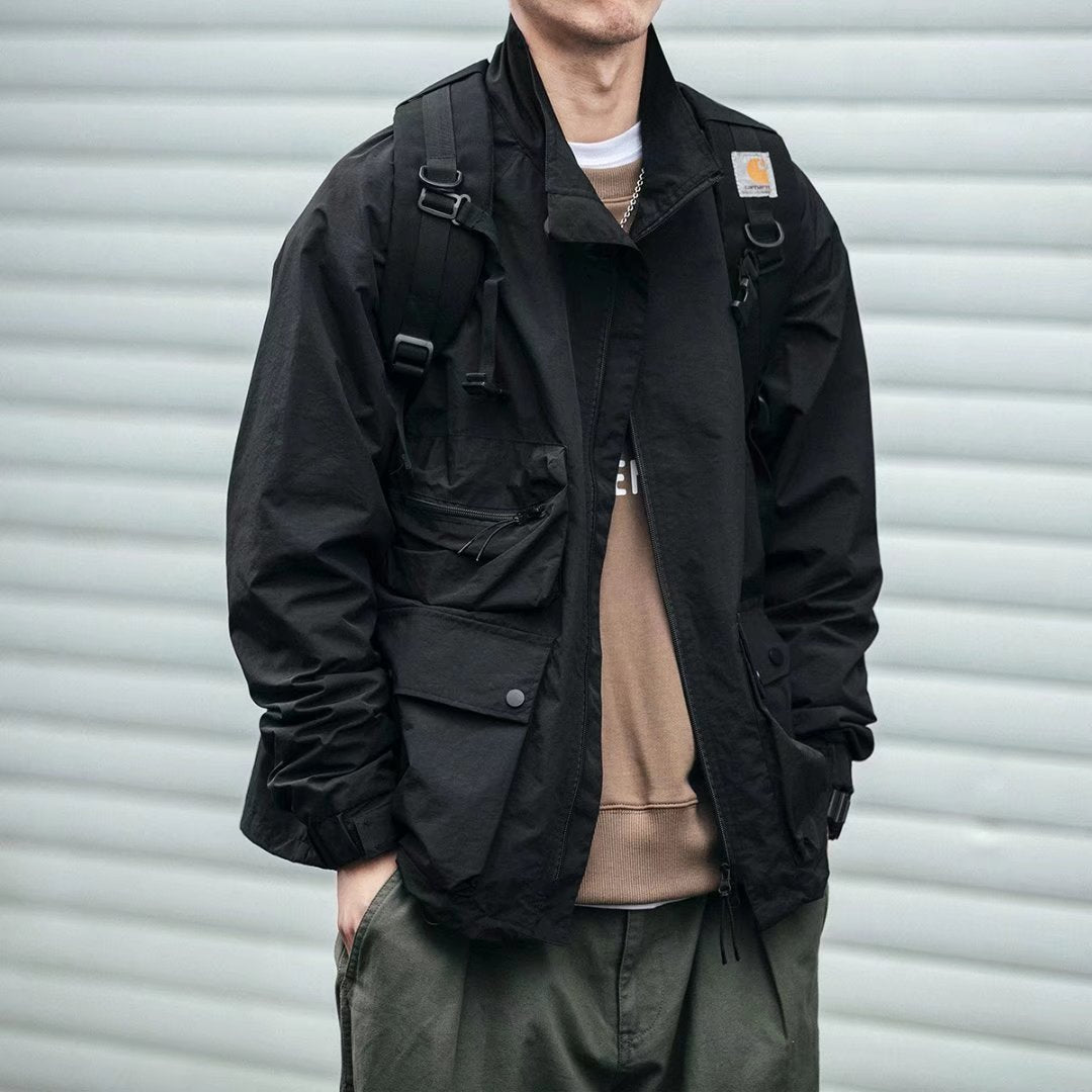Functional Loose Fit Hunting Jacket with Lapel Design