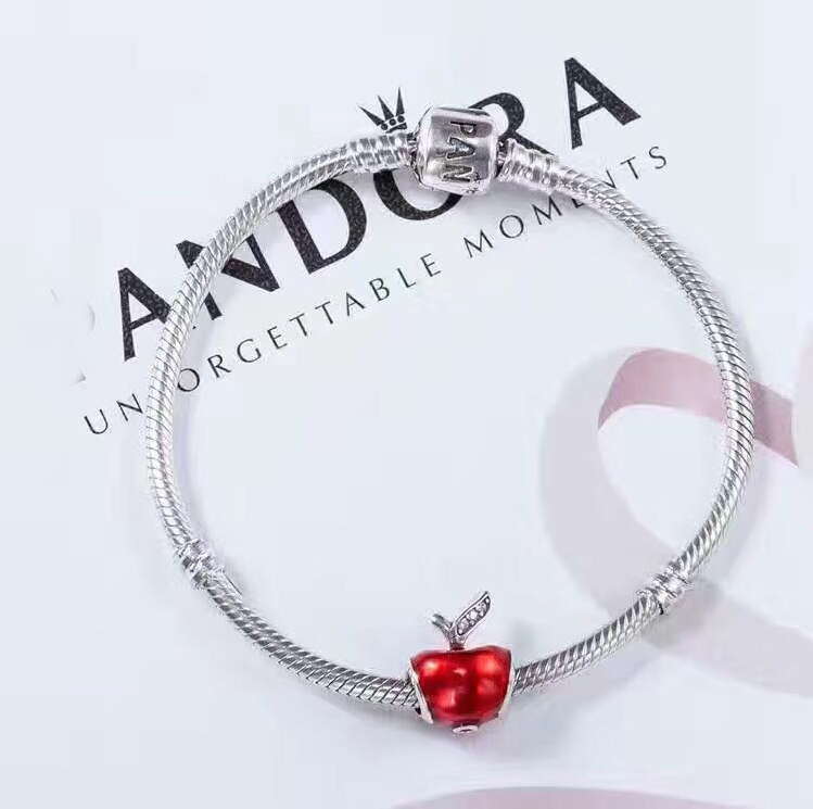 Silver Red Apple Bracelet for Christmas Gift