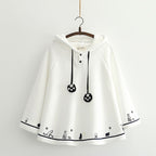 Cute Heart Cat Embroidery Cape Coat for Girls