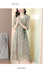 2022 Summer Silk Dress with Tie Waist and Slim Fit