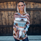 Spring V-neck Hooded Sweater with Contrast Pockets