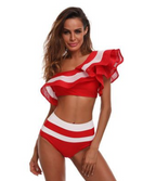 2020 New Sexy Color Block One-Shoulder Swimsuit