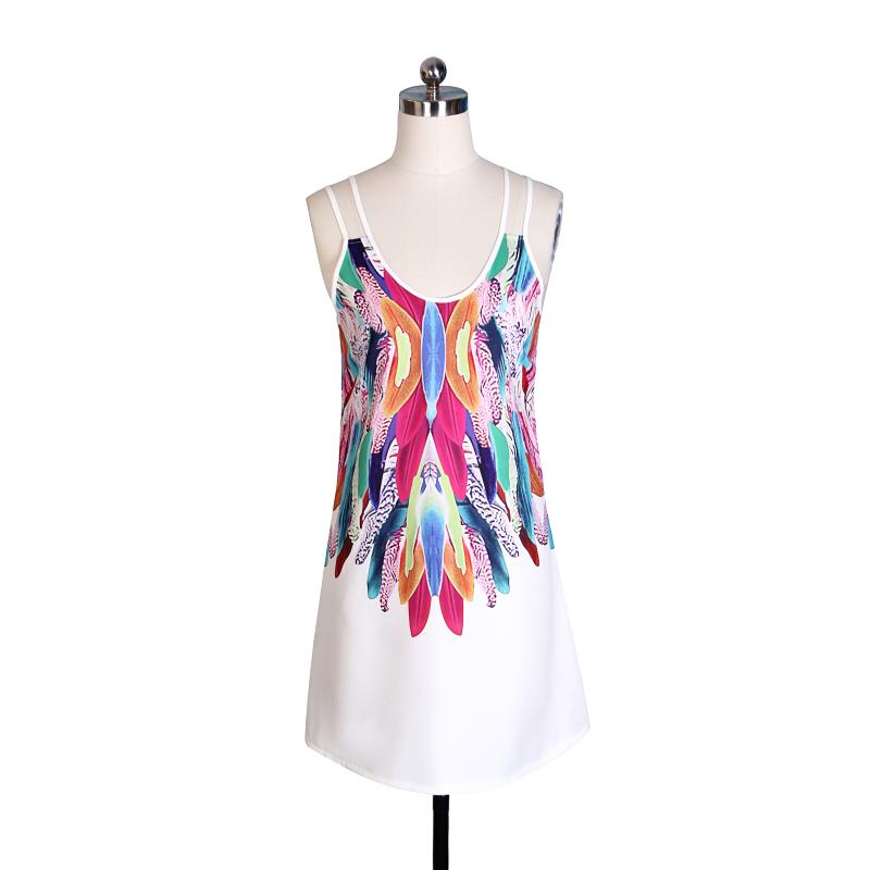 Floral Print A-Line Dress with Spaghetti Straps