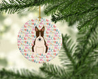 Merry Christmas Bull Terrier Dark Brindle Ceramic Ornament
