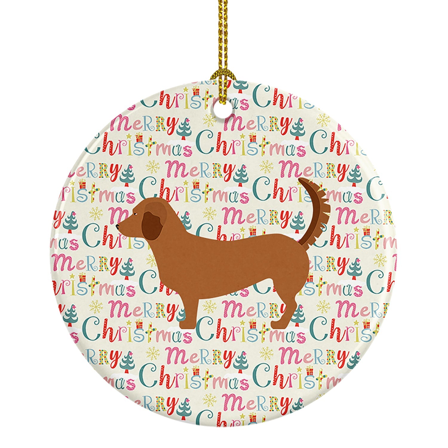 Alpine Dachsbrake Merry Christmas Ceramic Ornament
