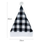 Festive Red Black White Checkered Christmas Party Hat | Embroidered Cap