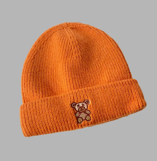 All-Match Bear Knit Hat | Embroidered Cap