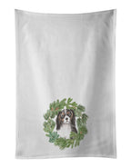 Cavalier Spaniel Tricolor Head Tilt Christmas Wreath Kitchen Towel Set of 2