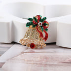 Creative Christmas Bell Brooch with Bowknot Design