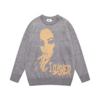 Trendy Jacquard Crew Neck Portrait Sweater