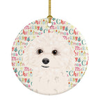 Poodle Toy White Christmas Ceramic Ornament