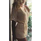 Crochet Knit Hollow Beach Cover-Up Romper