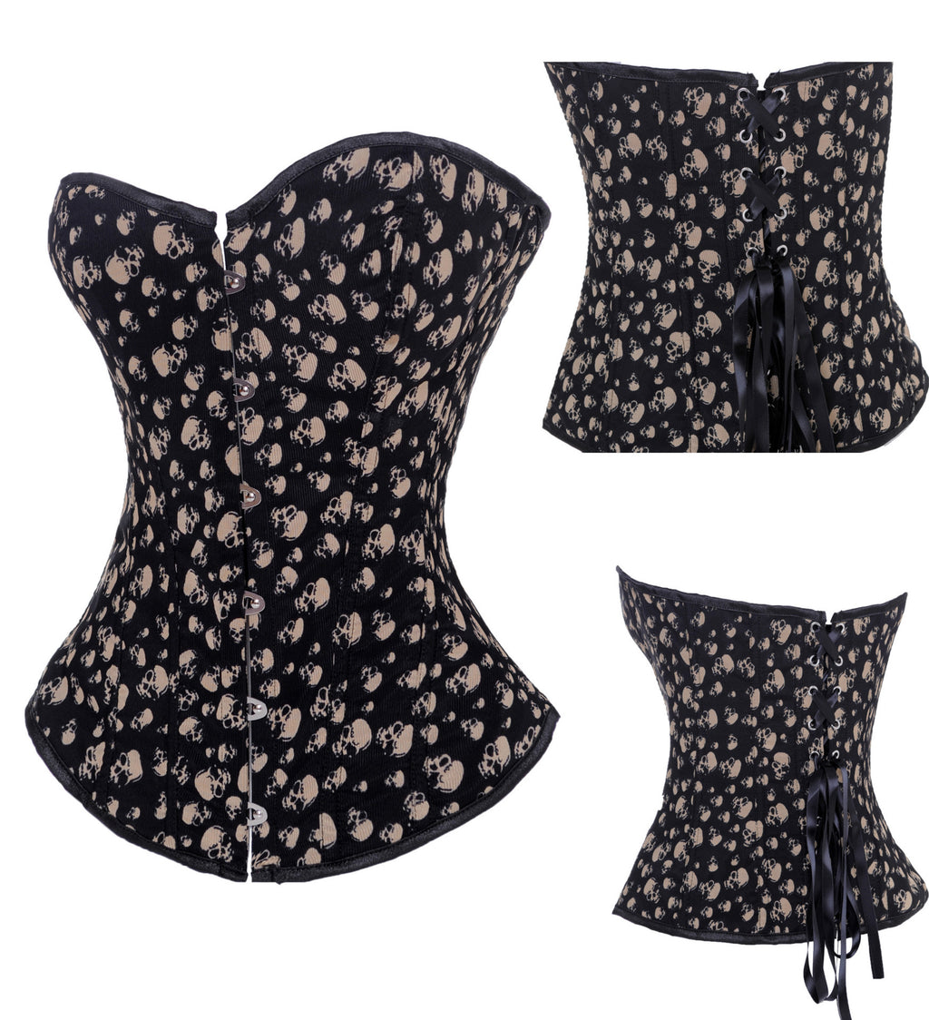 Women's Gothic Corset Top with Skull Design for Performances