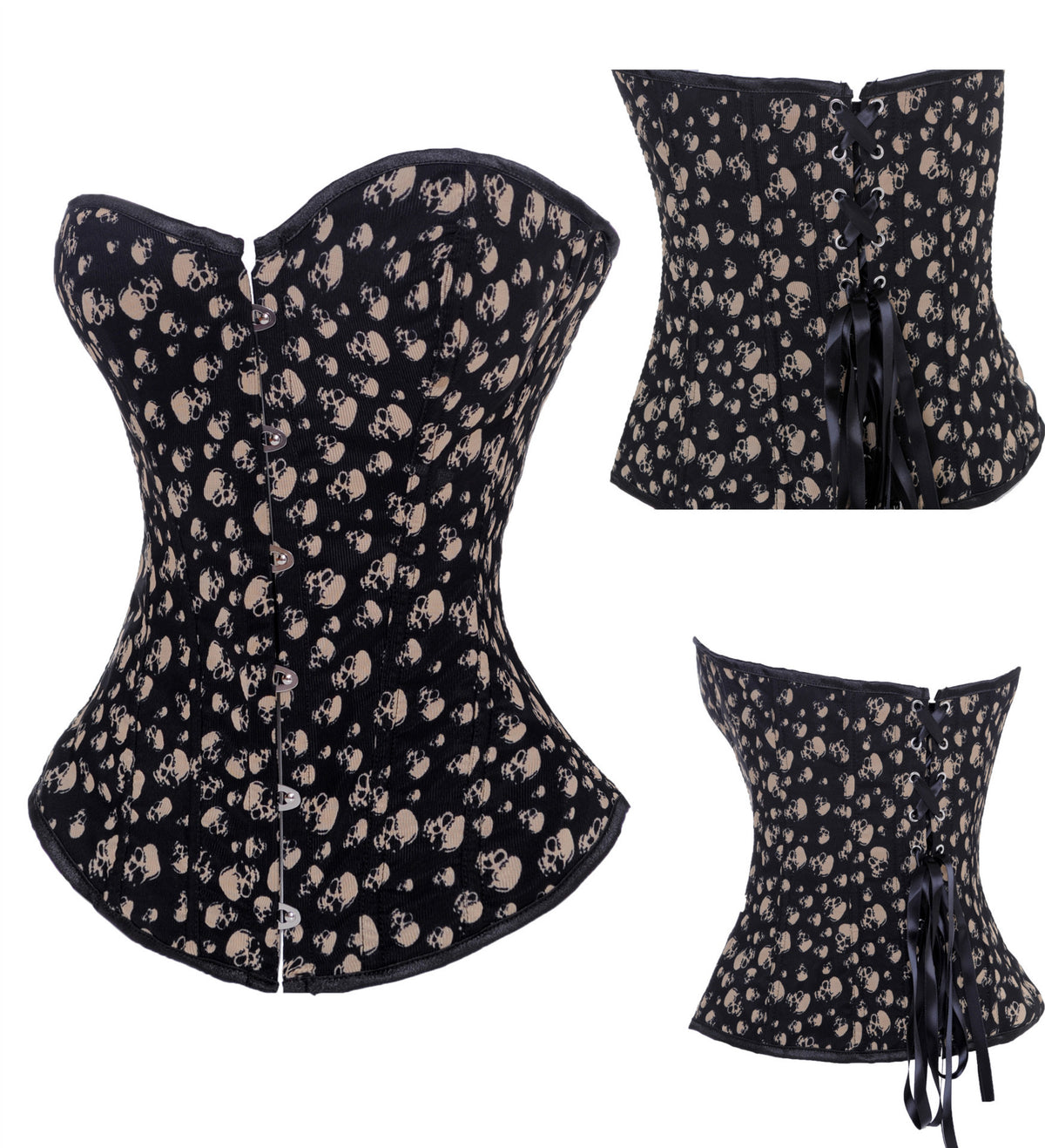 Women's Gothic Corset Top with Skull Design for Performances
