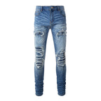 Men's Trendy Frayed Denim Patch Jacket