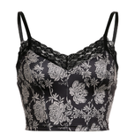 Chic Floral Print Lace Bra Undershirt with Suspenders