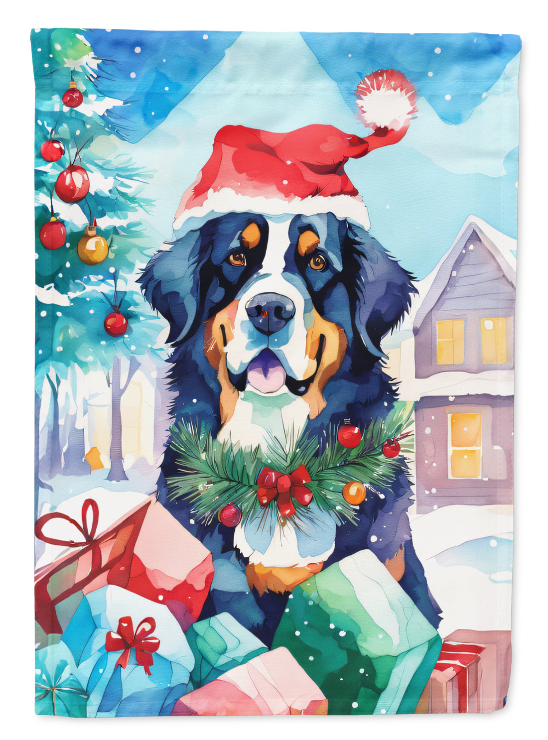 Bernese Mountain Dog Christmas Garden Flag