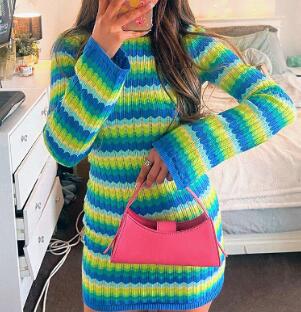 Madamy Priscila Dress - Color Block Striped Knit Dress