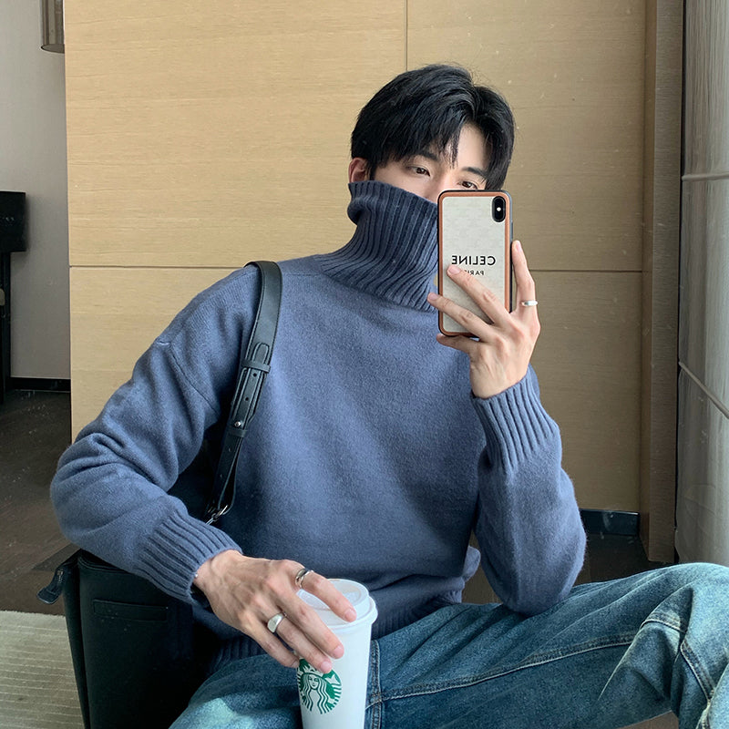 Men's Winter Loose Turtleneck Sweater in Harbor Style