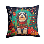 Bearded Collie Christmas Throw Pillow