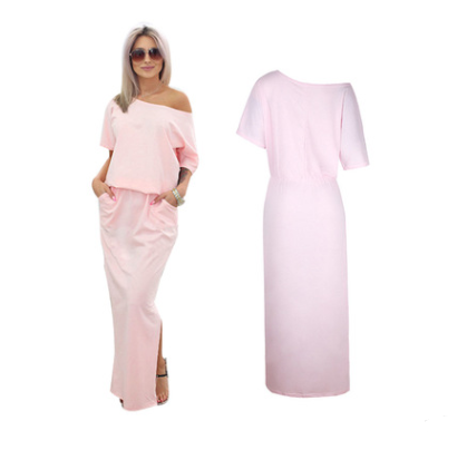 Summer Women's Dress with Side Slits and Pockets