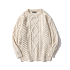 Japanese Retro Rhombus Twist Round Neck Sweater