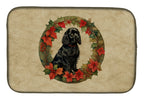 Cocker Spaniel Christmas Flowers Dish Drying Mat