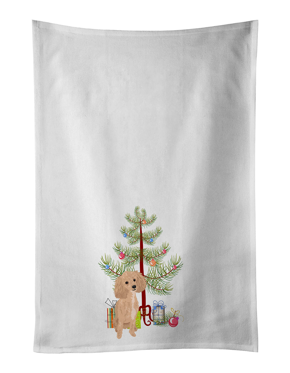 Poodle Toy Apricot #1 Christmas Kitchen Towel Set of 2