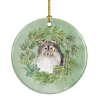 Sheltie/Shetland SheepdogTricolor Smiling #2 Christmas Wreath Ceramic Ornament