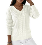 Cozy Twist V-Neck Knit Pullover | Streetwear