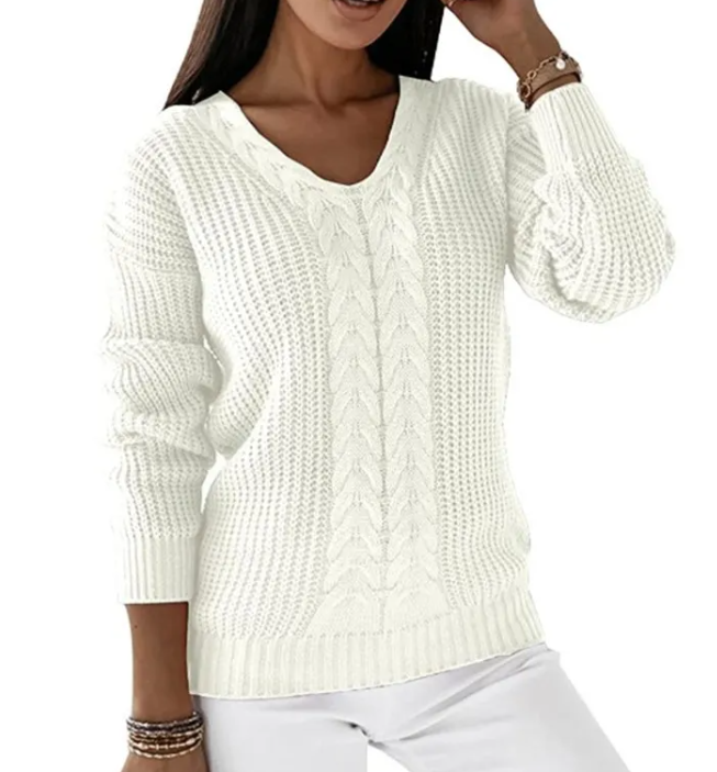 Cozy Twist V-Neck Knit Pullover | Streetwear