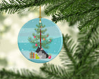 Black Velvet Chinchilla Merry Christmas Ceramic Ornament