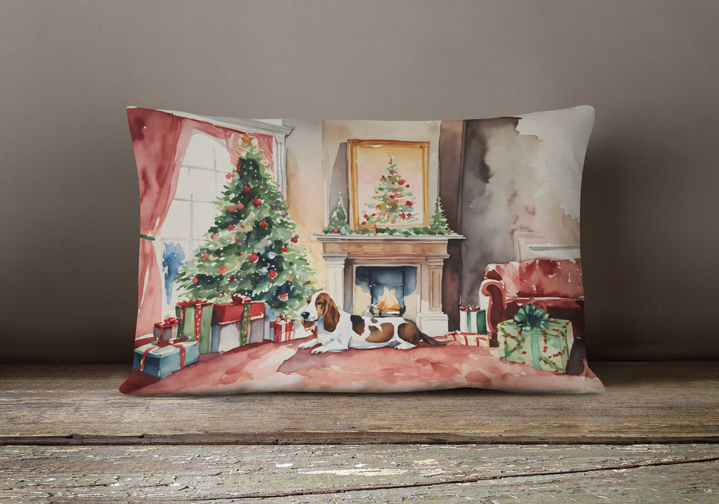 Basset Hound Christmas Throw Pillow