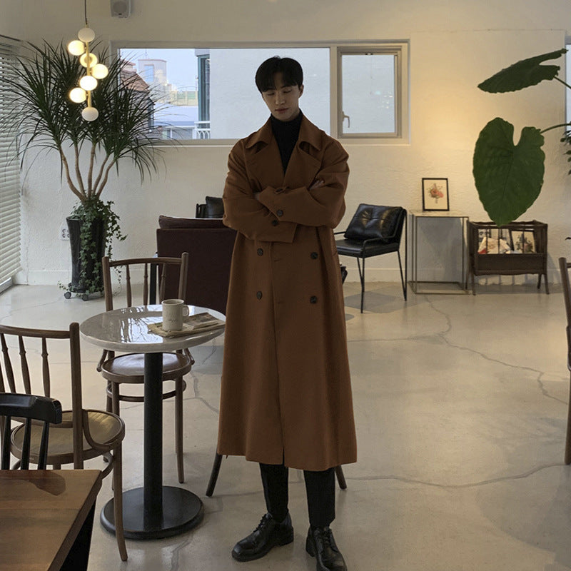 Men's Trendy Mid-Length Loose Woolen Coat