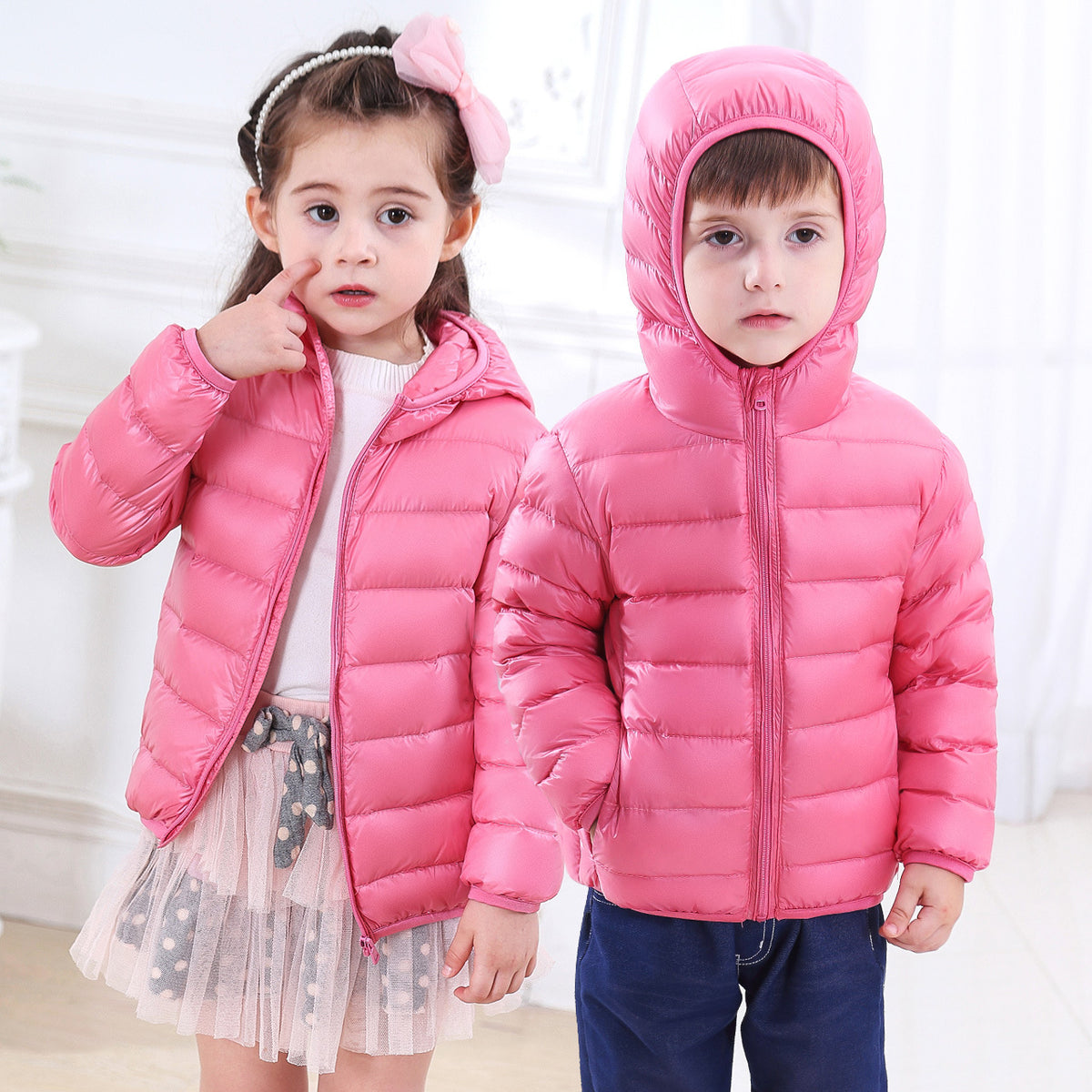 Lightweight Hooded Down Jacket for Kids (Medium/Large)