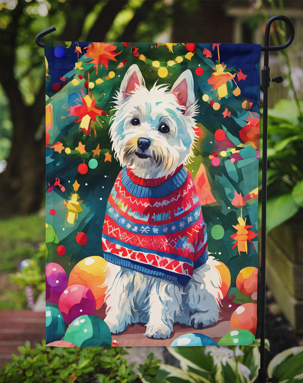 Westie Christmas Garden Flag