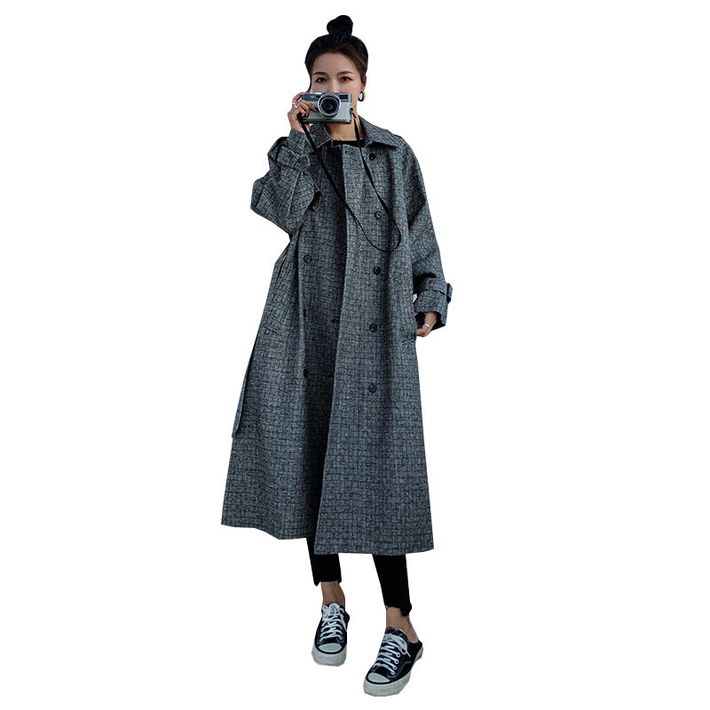 Plaid Coat Jacket for Casual Waist Slimming Style