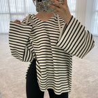 Women's Long Sleeve Pullover Sweatshirt with Side Slits | Streetwear