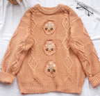 Japanese Vintage Handmade Childlike Flower Sweater