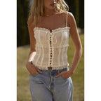 Summer Women's Crop Top with Ruffled Hem and Spaghetti Straps
