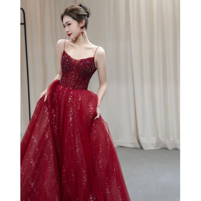 High-End Bride Camisole Toast Dress for Weddings