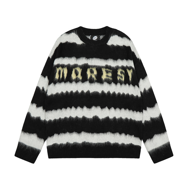 Striped Women's Sweater - Retro American Casual Knitwear